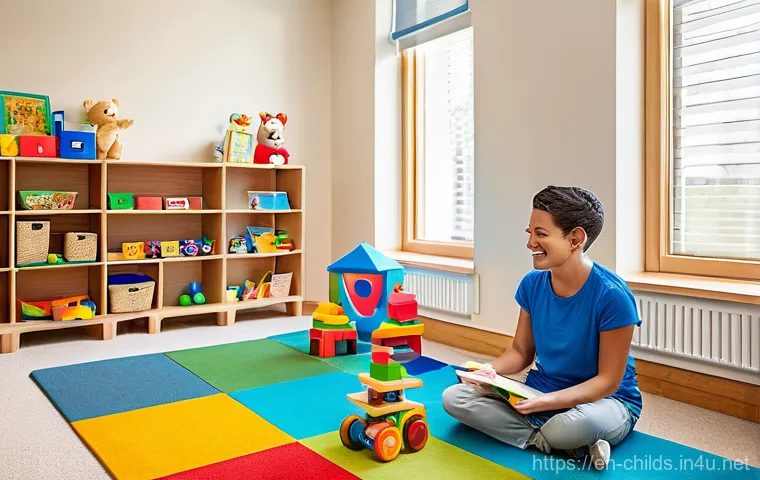 아동심리상담사로 독립적으로 일하기 - **Warm and Engaging Child Therapy Office**
    A brightly lit, modern child psychology office design...