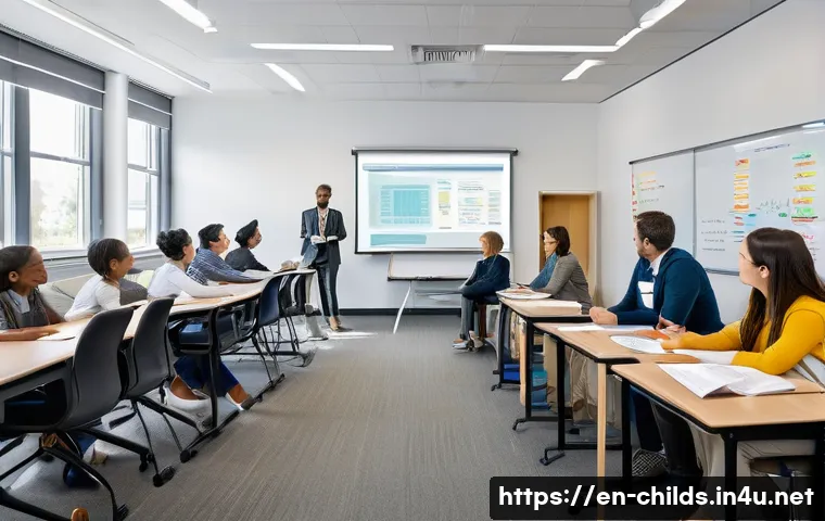 아동심리상담사 해외 자격증 비교 - A professional classroom setting showing a diverse group of adult students attentively engaging in a...